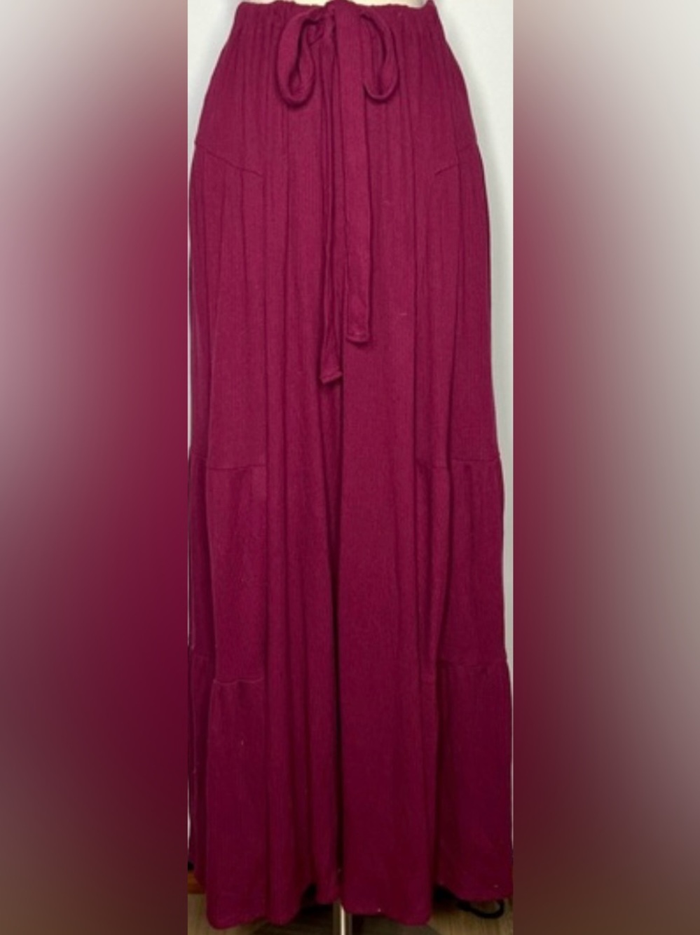 Free People Ribbed wide leg pants in Deep Burgundy